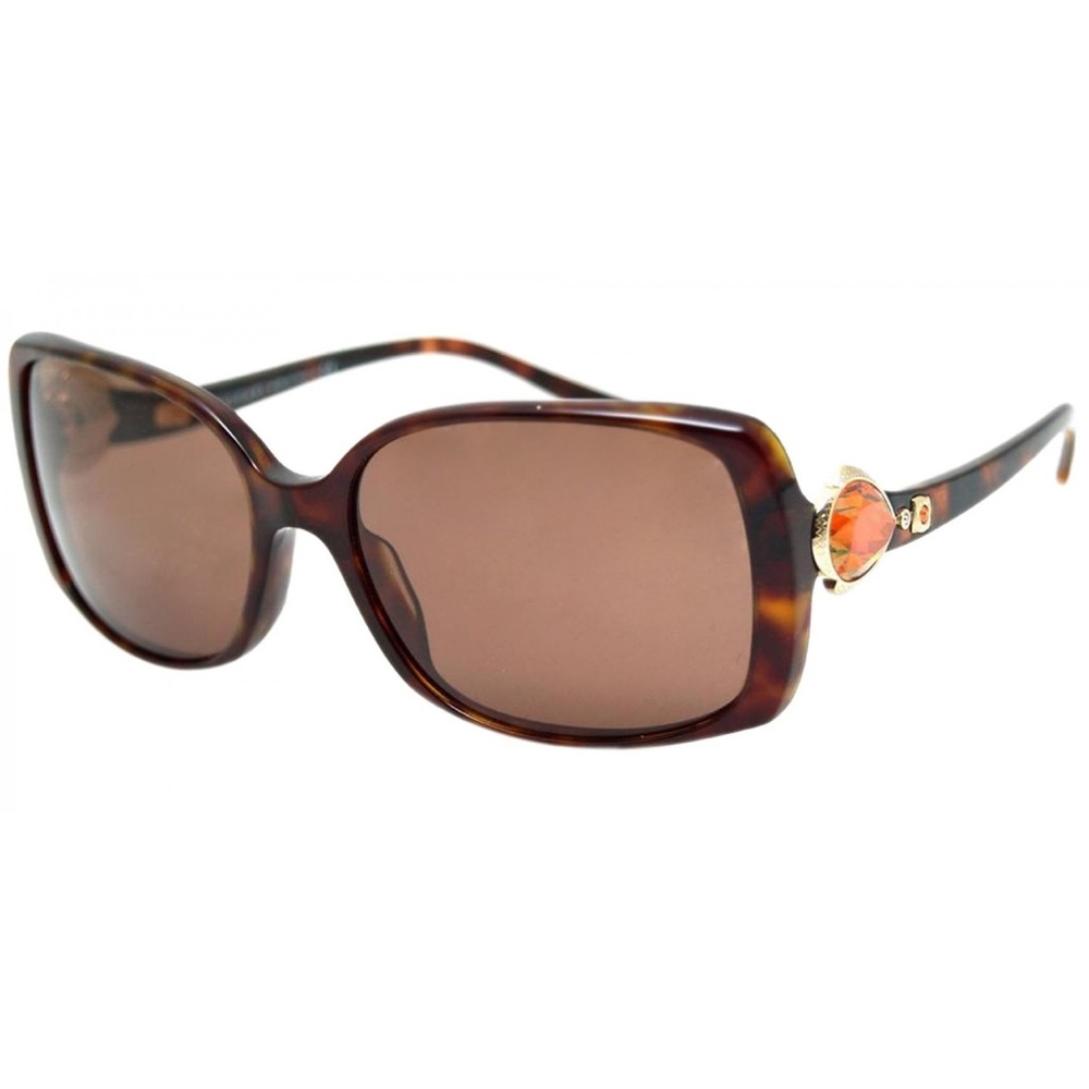 BVLGARI/Bulgari Swarovski Gem Brown Tortoise Havana Dark Sunglasses (Authentic)